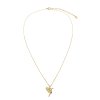 Sterling Silver White Cublic Zirconia Bird Pendant Over 18K Yellow Gold Plated with Chain 18 Inches
