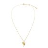 Sterling Silver White Cublic Zirconia Bird Pendant Over 18K Yellow Gold Plated with Chain 18 Inches