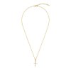 Sterling Silver White Cublic Zirconia Square Cross Pendant Over 18K Yellow Gold Plated with Chain 18 Inches