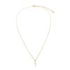 Sterling Silver White Cublic Zirconia Square Cross Pendant Over 18K Yellow Gold Plated with Chain 18 Inches