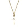 Sterling Silver White Cublic Zirconia Square Cross Pendant Over 18K Yellow Gold Plated with Chain 18 Inches