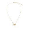 Sterling Silver White Cublic Zirconia Butterfly Necklace Over 18K Yellow Gold Plated with Chain 18 Inches