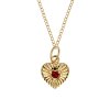 Sterling Silver Garnet Heart pendant Over 18K Yellow Gold Plated with Chain 18 Inches
