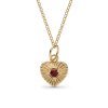 Sterling Silver Garnet Heart pendant Over 18K Yellow Gold Plated with Chain 18 Inches