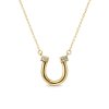 Sterling Silver White Cublic Zirconia Horseshoe Necklace Over 18K Yellow Gold Plated with Chain 18 Inches