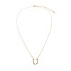 Sterling Silver White Cublic Zirconia Horseshoe Necklace Over 18K Yellow Gold Plated with Chain 18 Inches