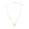 Sterling Silver White Cublic Zirconia Horseshoe Necklace Over 18K Yellow Gold Plated with Chain 18 Inches