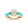 Sterling Silver Moissanite With Turquoise Ring