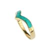Sterling Silver Chevron Turquoise Inlay Ring Over 18K Yellow Gold Plated