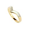 Sterling Silver Chevron Mother of Pearl Inlay Ring Over 18K Yellow Gold Plated