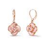 Sterling Silver Pink Morganite & Pink Shell Earrings Over 18K Rose Gold Plated