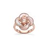 Sterling Silver Pink Morganite & Pink Shell Ring Over 18K Rose Gold Plated