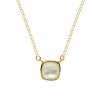 Sterling Silver Mother of Pearl Necklace Over 18K Yellow Gold Plated With Chain 18 Inches
