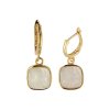 Sterling Silver Rainbow Moonstone Earrings Over 18K Yellow Gold Plated