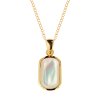 Sterling Silver Mother of Pearl Pendant Over 18K Yellow Gold Plated With Chain 18 Inches