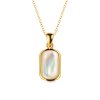 Sterling Silver Mother of Pearl Pendant Over 18K Yellow Gold Plated With Chain 18 Inches