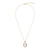 Sterling Silver Mother of Pearl Pendant Over 18K Yellow Gold Plated With Chain 18 Inches