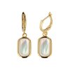Sterling Silver Mother of Pearl Earrings Over 18K Yellow Gold Plated