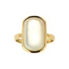 Sterling Silver Mother of Pearl Ring Over 18K Yellow Gold Plated