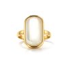Sterling Silver Mother of Pearl Ring Over 18K Yellow Gold Plated
