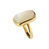 Sterling Silver Mother of Pearl Ring Over 18K Yellow Gold Plated