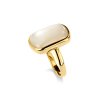 Sterling Silver Mother of Pearl Ring Over 18K Yellow Gold Plated