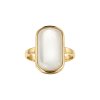 Sterling Silver Mother of Pearl Ring Over 18K Yellow Gold Plated