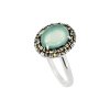 Sterling Silver Aquamarine Chalcedony With Marcasite Ring