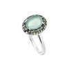 Sterling Silver Aquamarine Chalcedony With Marcasite Ring