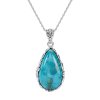 Sterling Silver Turquoise Pendant with Chain 18 Inches