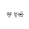 Sterling Silver Heart Hammer Stud Earrings