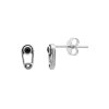 Sterling Silver Safety Pin With Black Spinel Stud Earrings