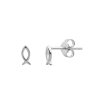 Sterling Silver Christian Fish Stud Earrings