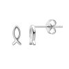 Sterling Silver Christian Fish Stud Earrings