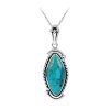 Sterling Silver Turquoise Pendant with Chain 18 Inches