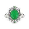 Sterling Silver Green Jadeite With Chrome diopside Ring