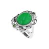 Sterling Silver Green Jadeite With Chrome diopside Ring