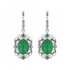Sterling Silver Green Jadeite With Chrome diopside Earrings
