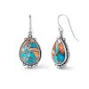 Sterling Silver Blended Turquoise With Spiny Oyster Shell Earrings