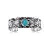 Sterling Silver Kingman Turquoise Men Cuff Bangle 8 Inches