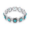 Brass Turquoise Men's Elastic Bracelet 8 Inches Over Silver Plated