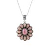 Sterling Silver Pink Shell Southwest Blossom Pendant With Chain 18 Inches