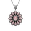 Sterling Silver Pink Shell Southwest Blossom Pendant With Chain 18 Inches