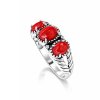 Sterling Silver Red Coral Ring