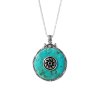 Sterling Silver Turquoise Motif Pendant With Chain 18 Inches