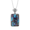 Sterling Silver Purple & Blue Turquoise Pendant With Chain 18 Inches