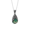 Sterling Silver Abalone Florwer Pendant With Chain 18 Inches