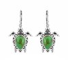 Sterling Silver Green Turquoise Turtle Earrings