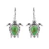 Sterling Silver Green Turquoise Turtle Earrings