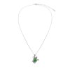 Sterling Silver Green Turquoise Turtle Pendant With Chain 18 Inches